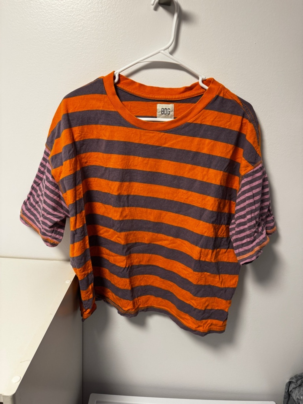 BDG Striped Short Sleeve Tee with striped Sleeves